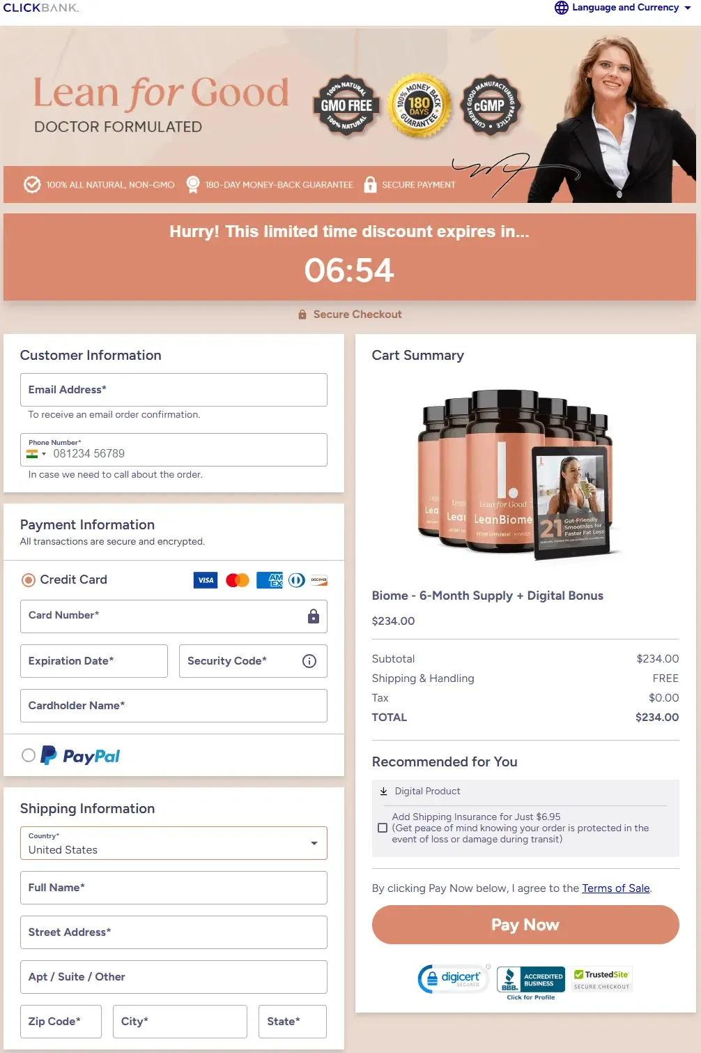 leanbiome leanbiome-secure-checkout-page